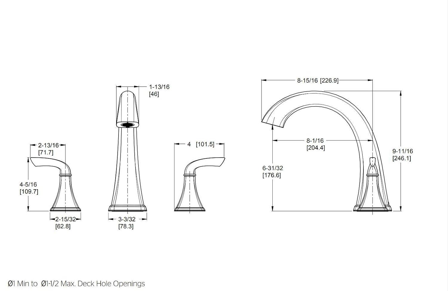 Bronson Double Handle Deck Mounted Roman Tub Faucet Trim