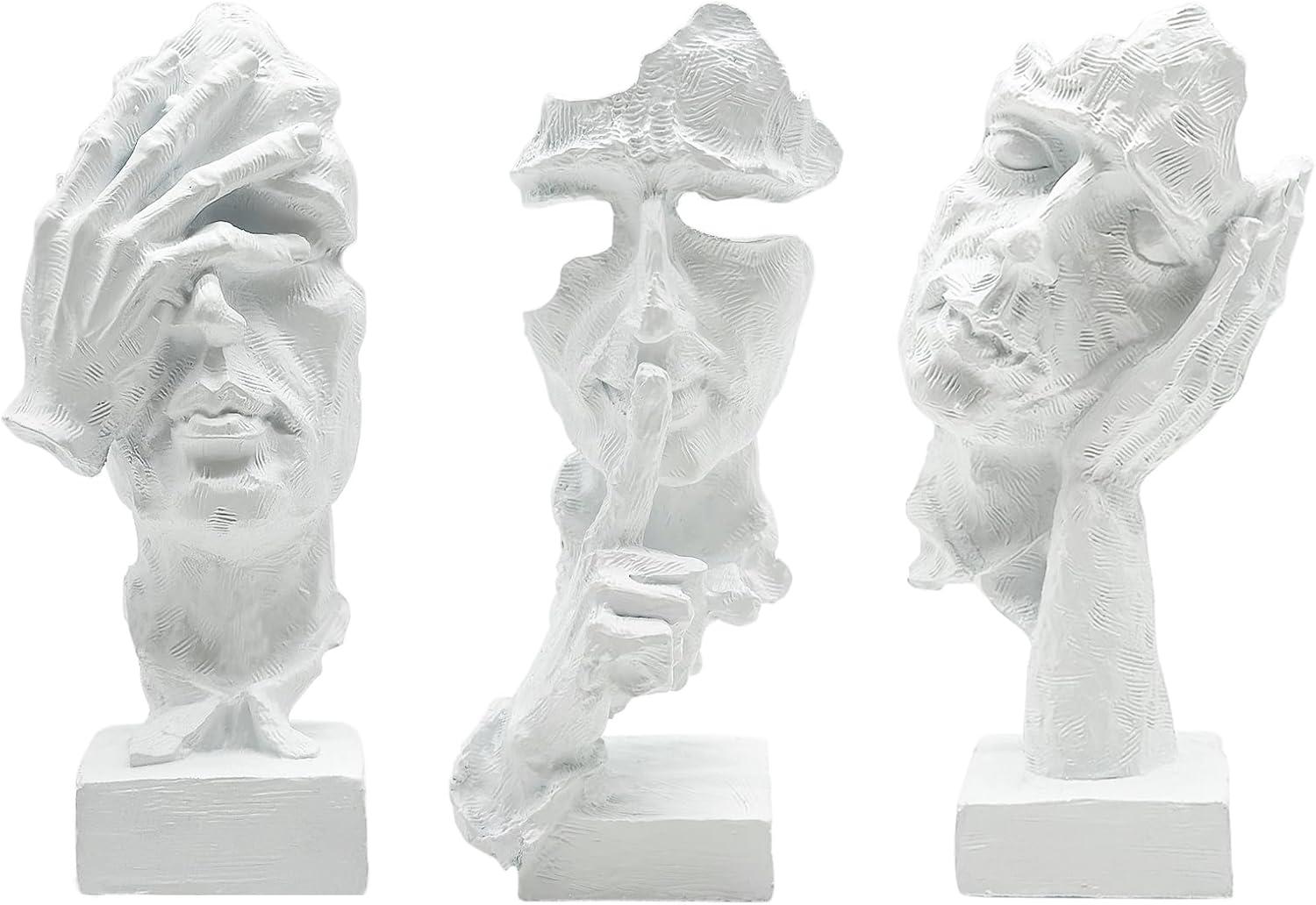 Abstract Resin Thinker Statue Set in Gray