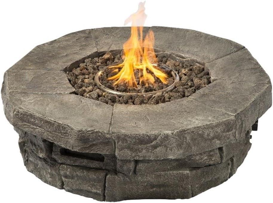 Living Source International Propane/Natural Gas Fire Pit Table - Gray Finish