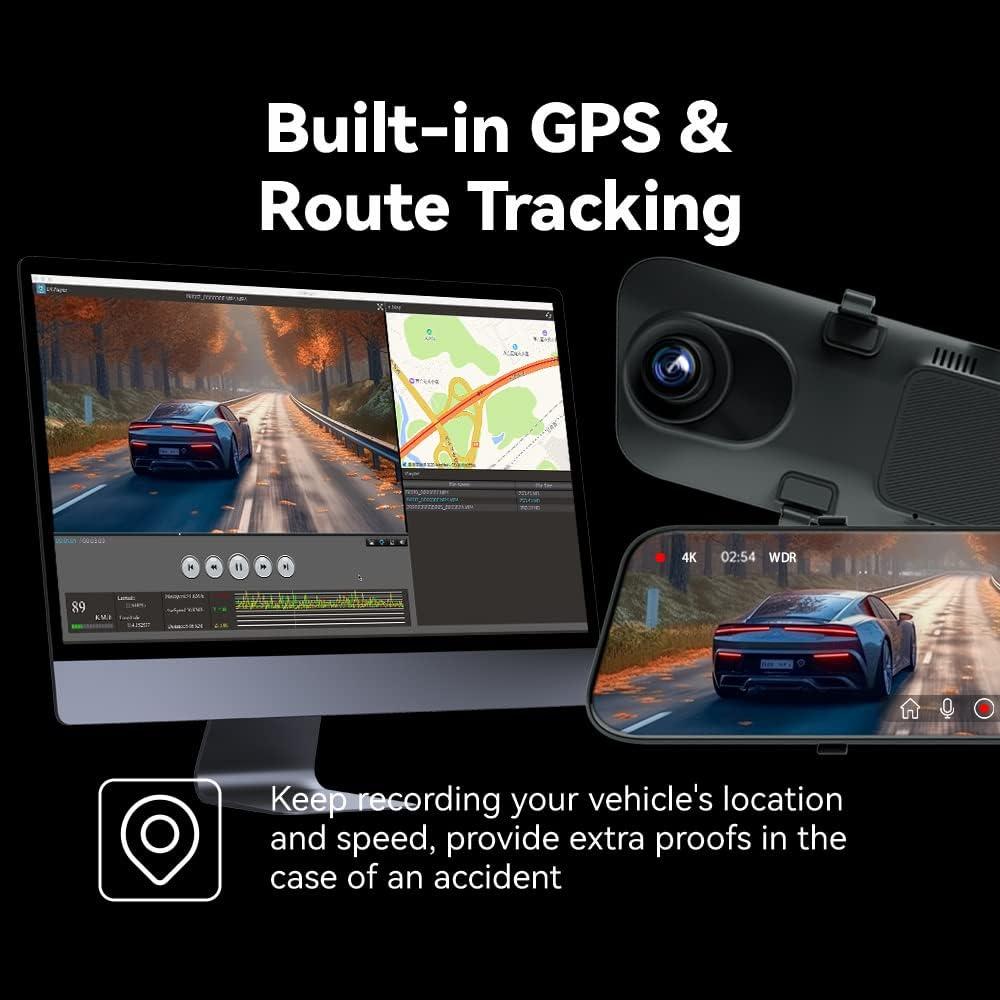 ARMIJU P12 Pro 4K Mirror Dash Cam 12 Inch Rear View Camera with ADAS BSD Voice Control Night Vision Parking Monitoring 32GB Memory Card | Wayfair
