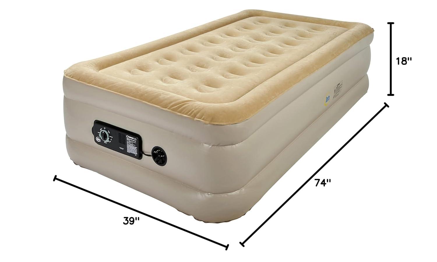 Serta Raised Air Mattress with Never Flat Pump | Luxury Inflatable Mattress with Built in Air Pump to Ensure a Good Night’s Rest | Heavy Duty Blow Up Mattress with Self Inflating Pump