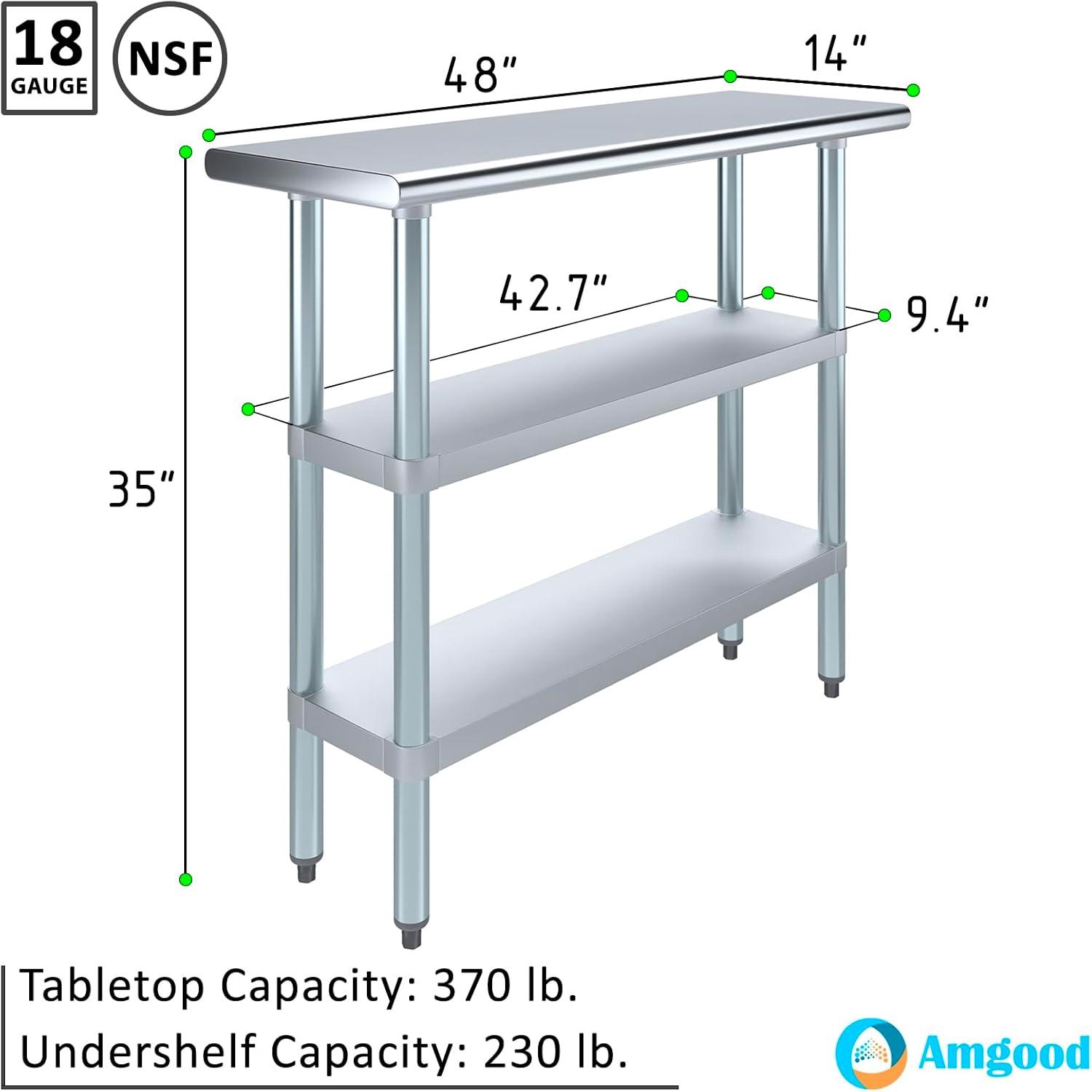 Stainless Steel Work Table with 2 Shelves