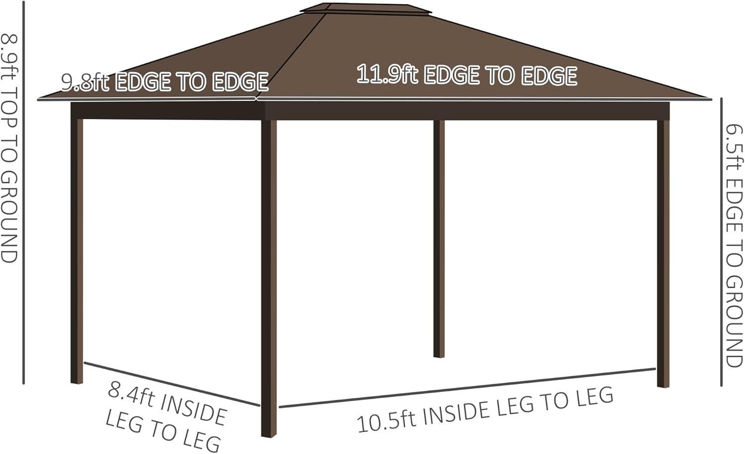 Outsunny 8.9' x 11.9' Hardtop Screened Gazebo