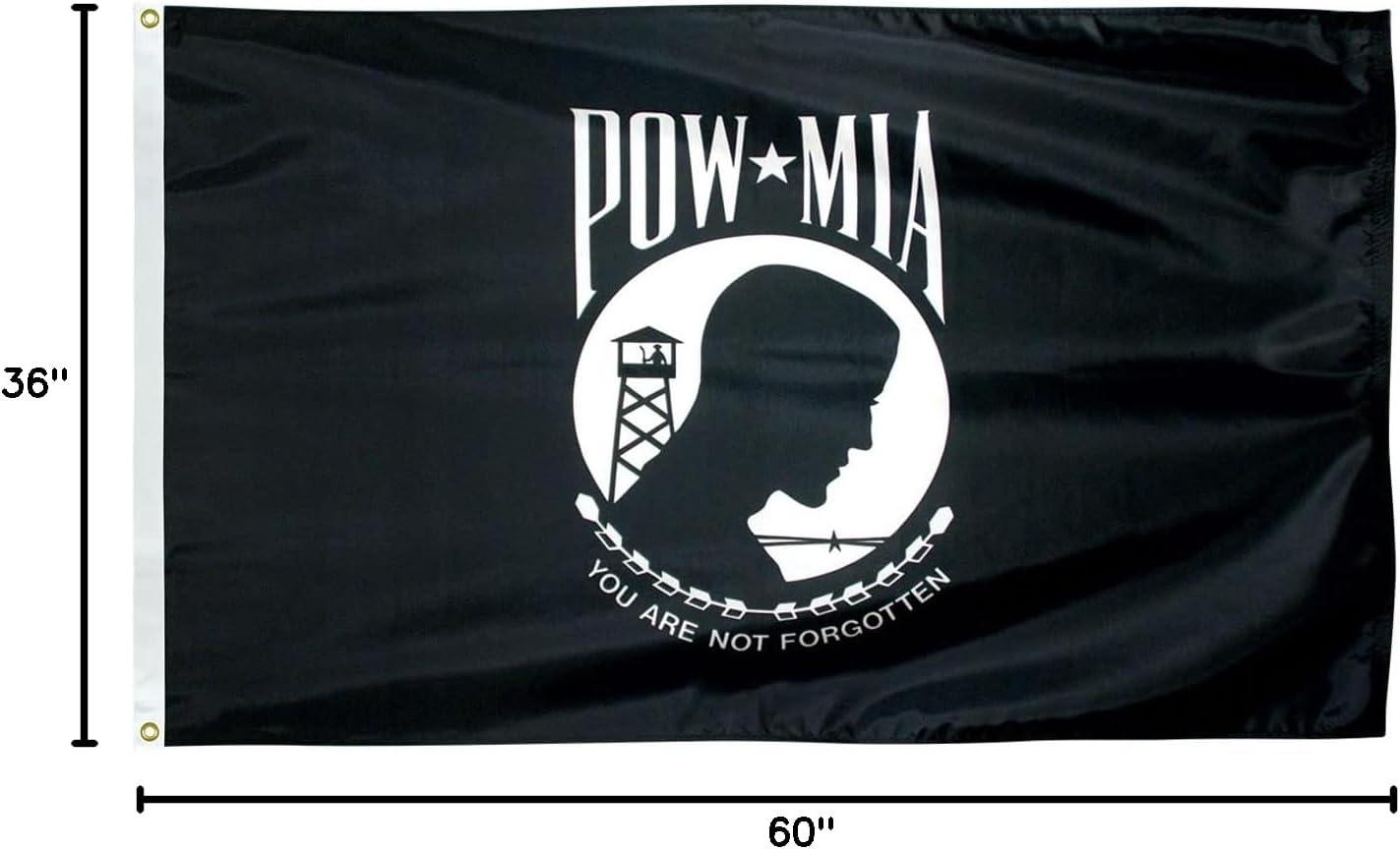 POW MIA 3x5 Nylon Flag - Double Sided and Embroidered - All Weather, Durable, Outdoor Nylon Flag - Front Line Flags