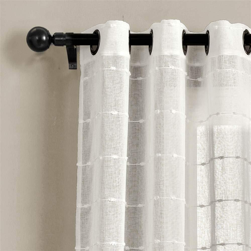 Lush Decor Farmhouse Textured Sheer Polyester Sheer Curtain Pair (Set of 2)