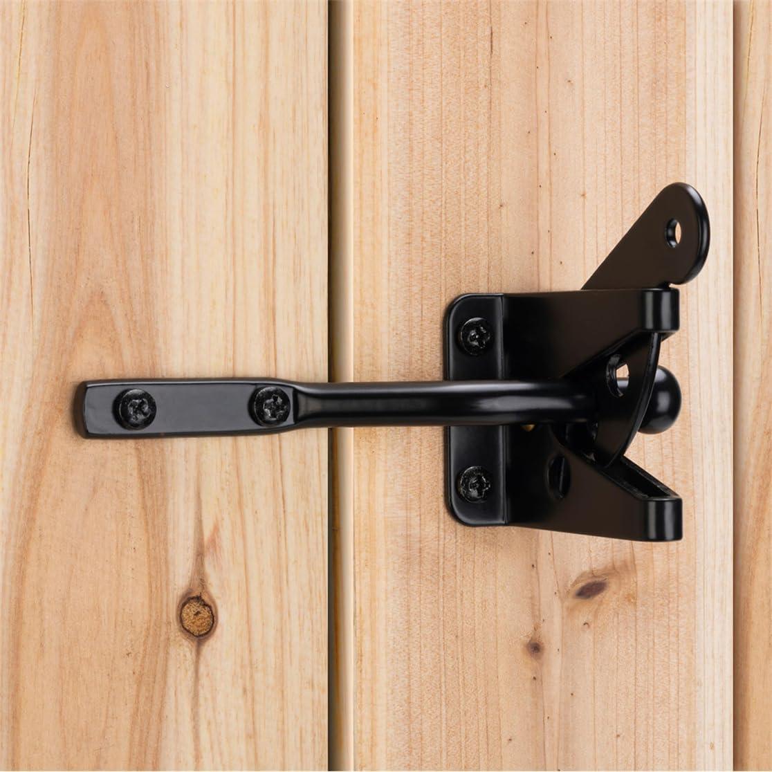 Gate Latch Automatic Gate Gravity Latch Self Locking Fence Gate Latch with Pull Cable for Wooden Fence Gates Door, Black