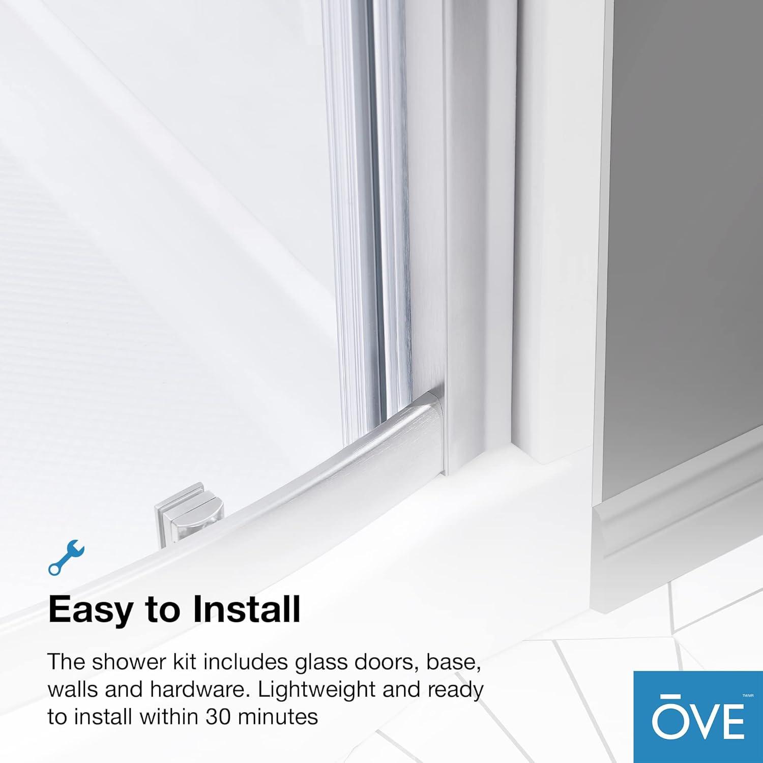 OVE Decors Breeze 33 in. Framed Round Shower Kit w/ Clear Glass, Base, Wall