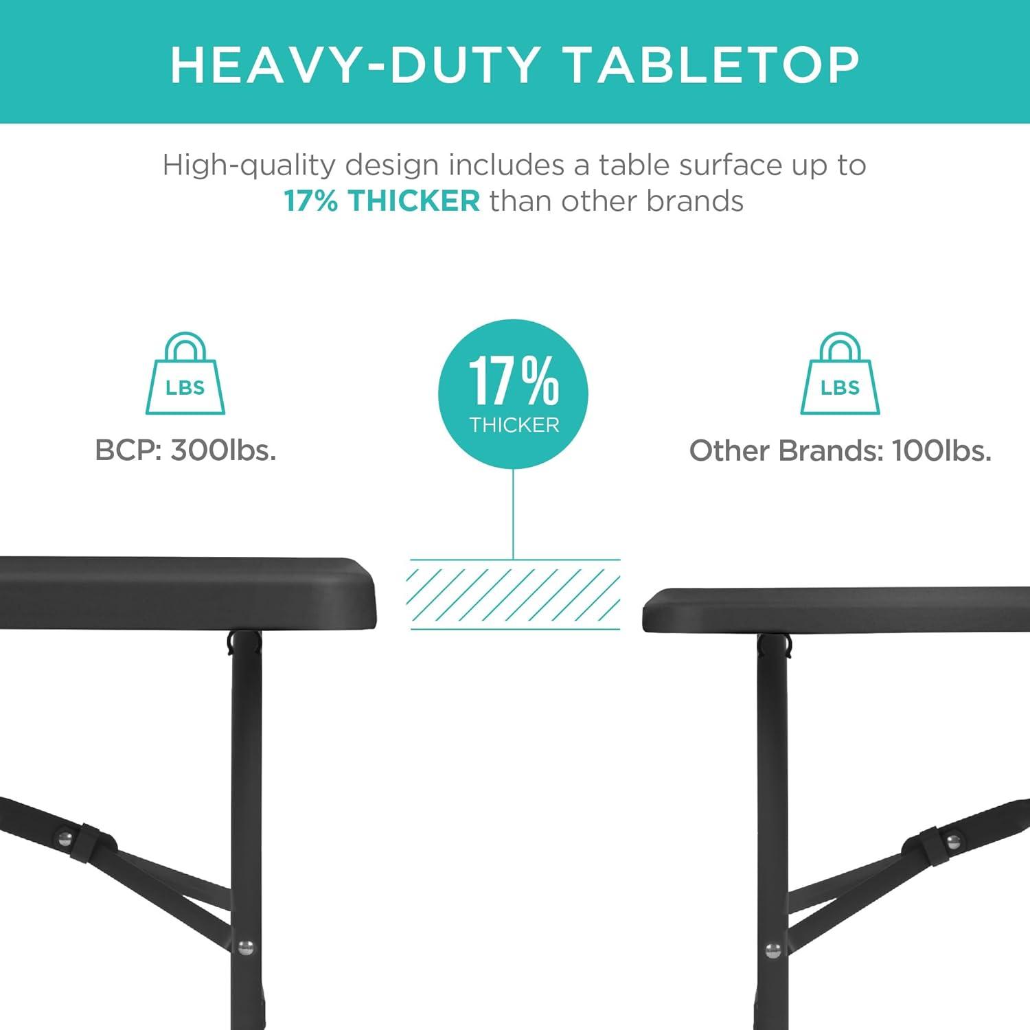 Best Choice Products 6ft Plastic Folding Table, Indoor Outdoor Heavy Duty Portable w/ Handle, Lock