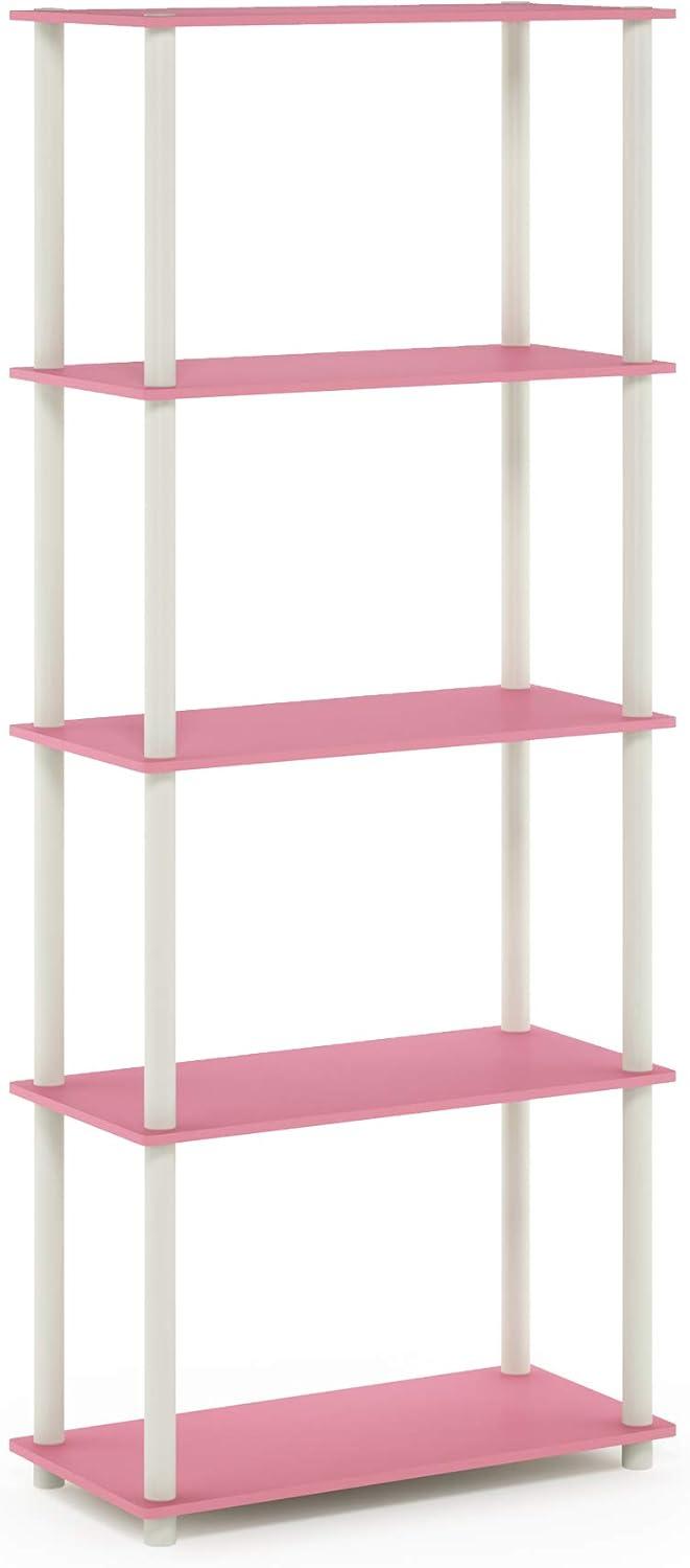 Laminated Pink and White 5-Tier Round Tube Display Shelf