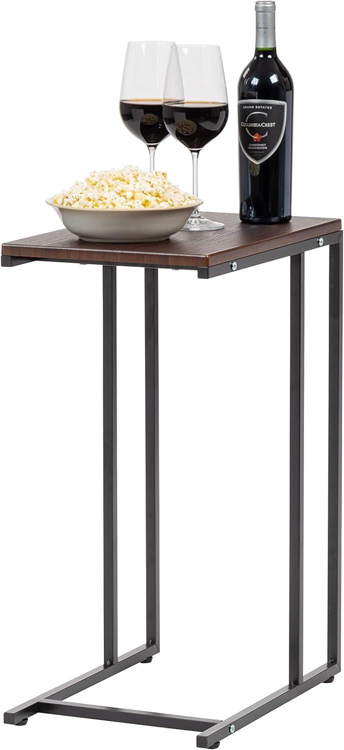 IRIS USA Wood and Metal Side Accent Table, Brown