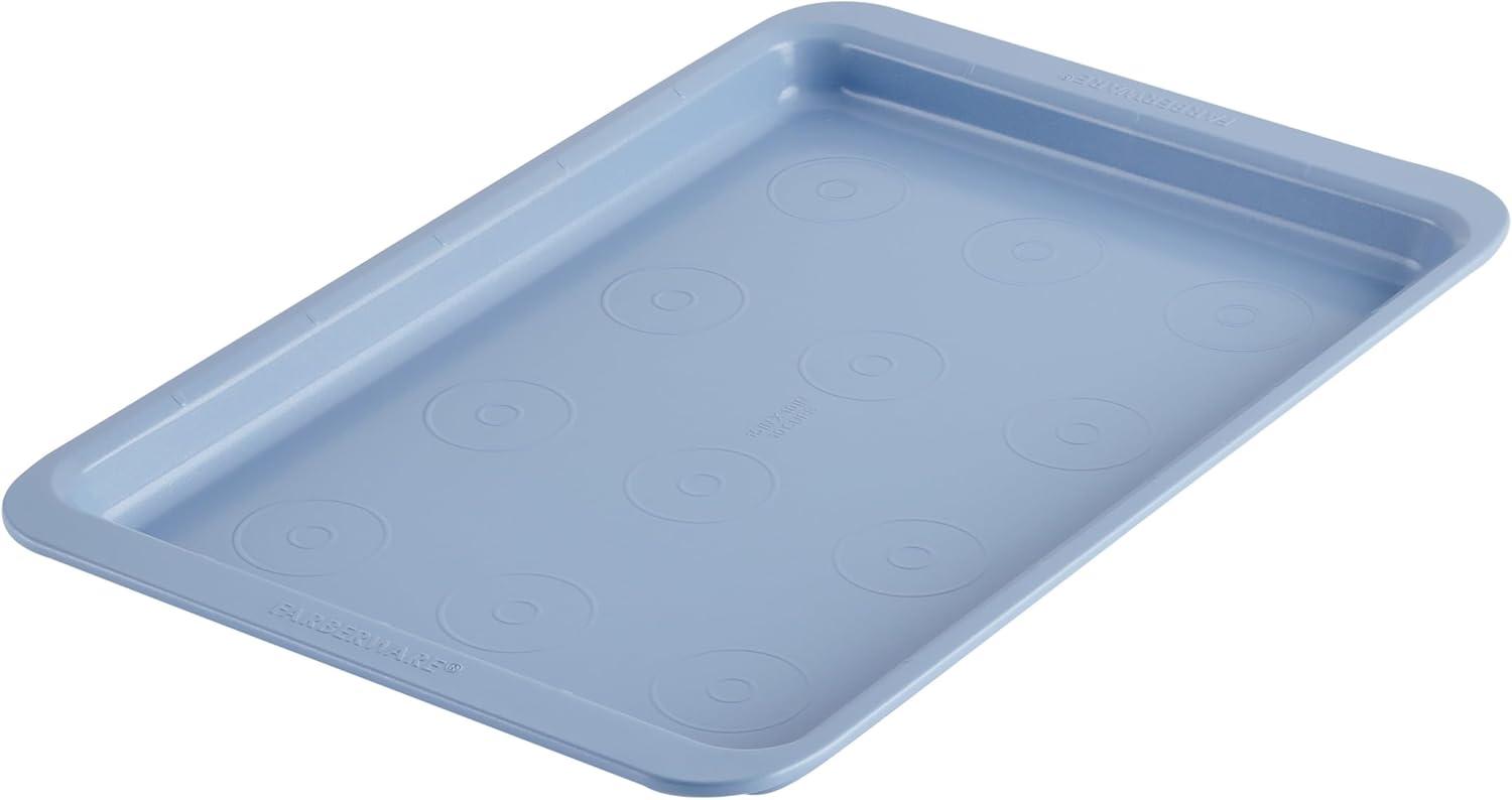 Blue Nonstick Steel Cookie Baking Sheet with Handles