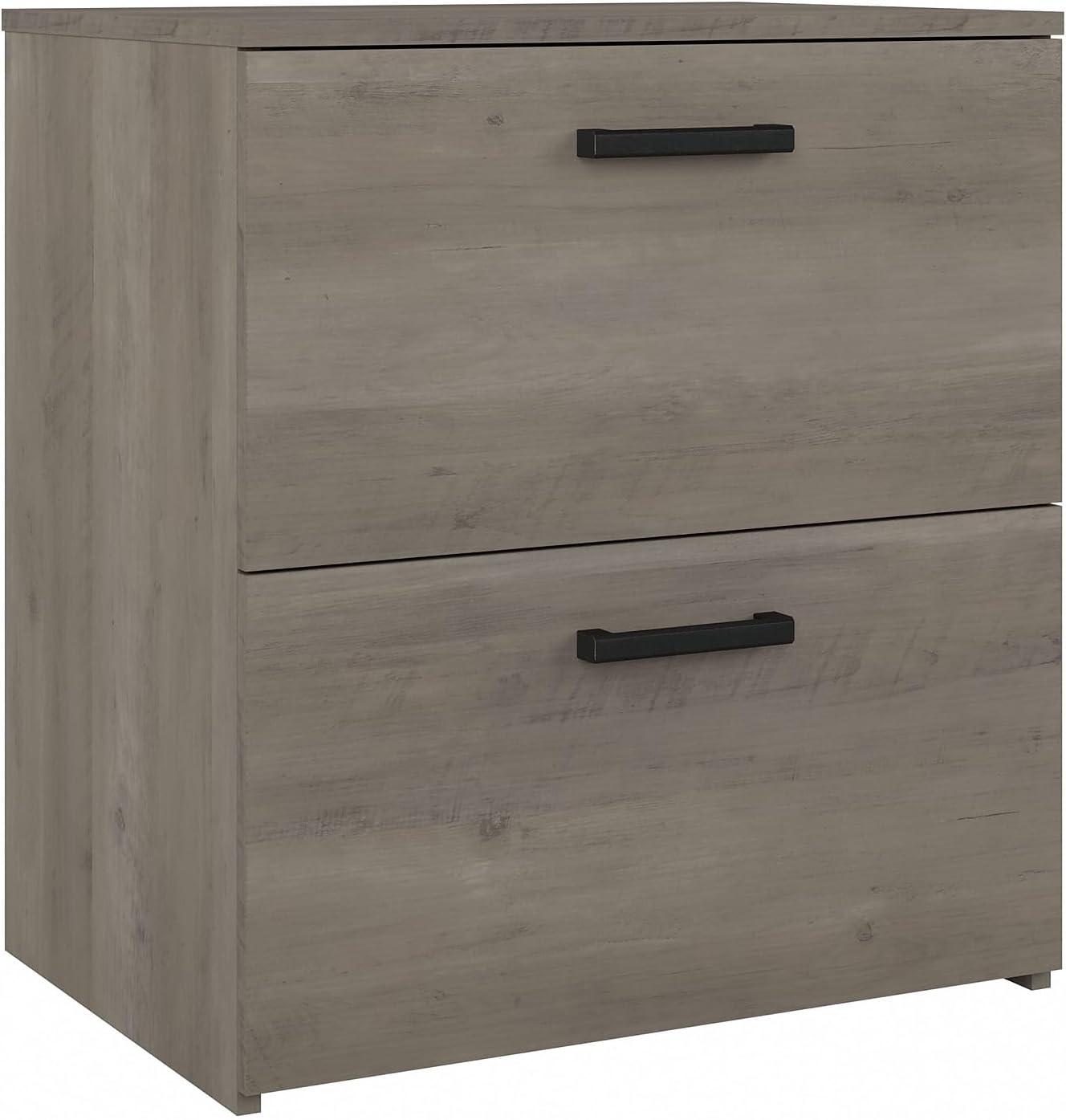 Driftwood Gray 2-Drawer Lateral File Cabinet with Wrought Iron Hardware