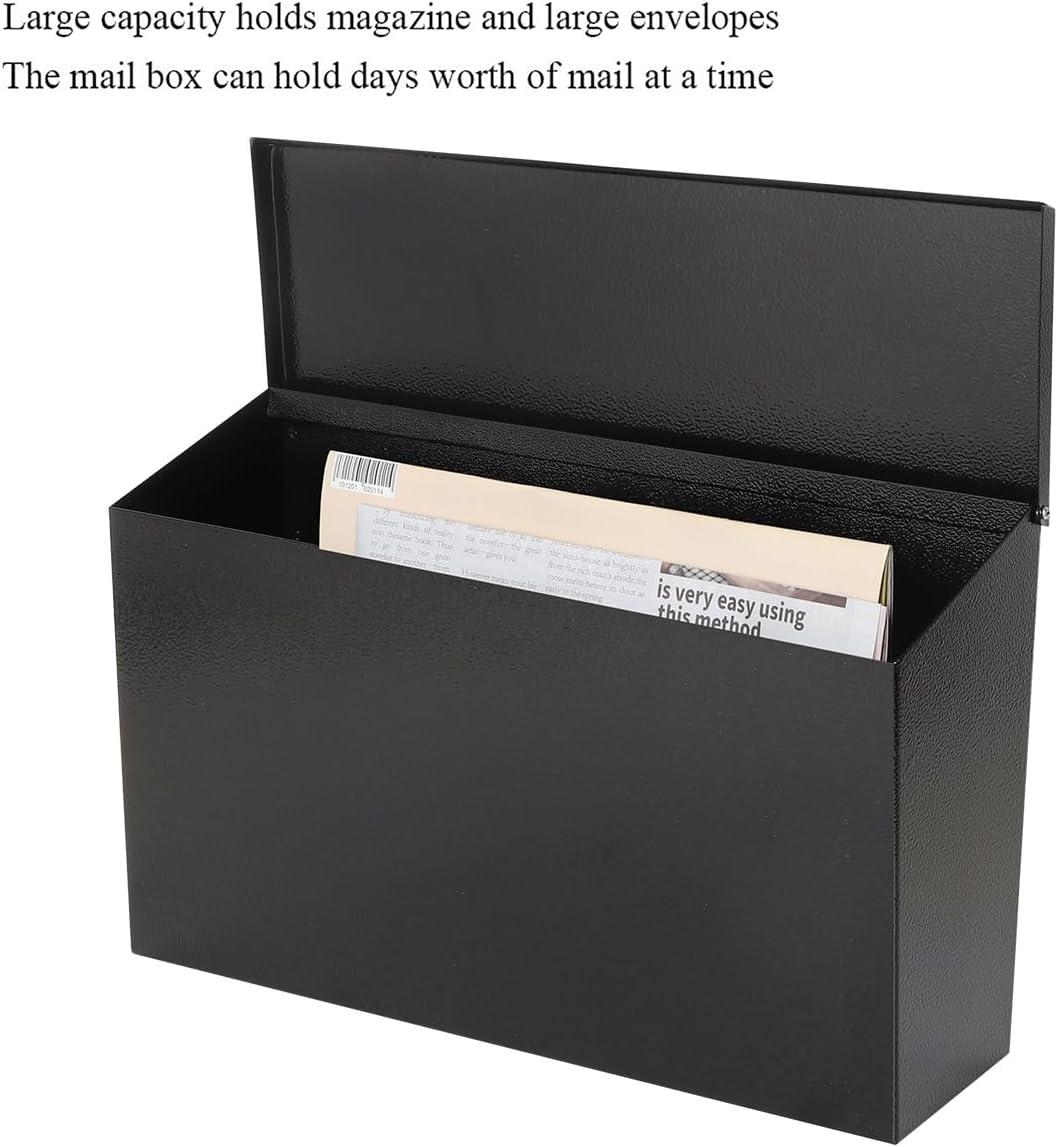 Black Steel Modern Wall-Mount Mailbox