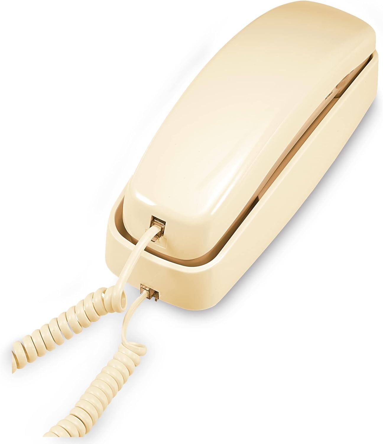 Beige Analog Corded Home Phone with Lighted Keypad