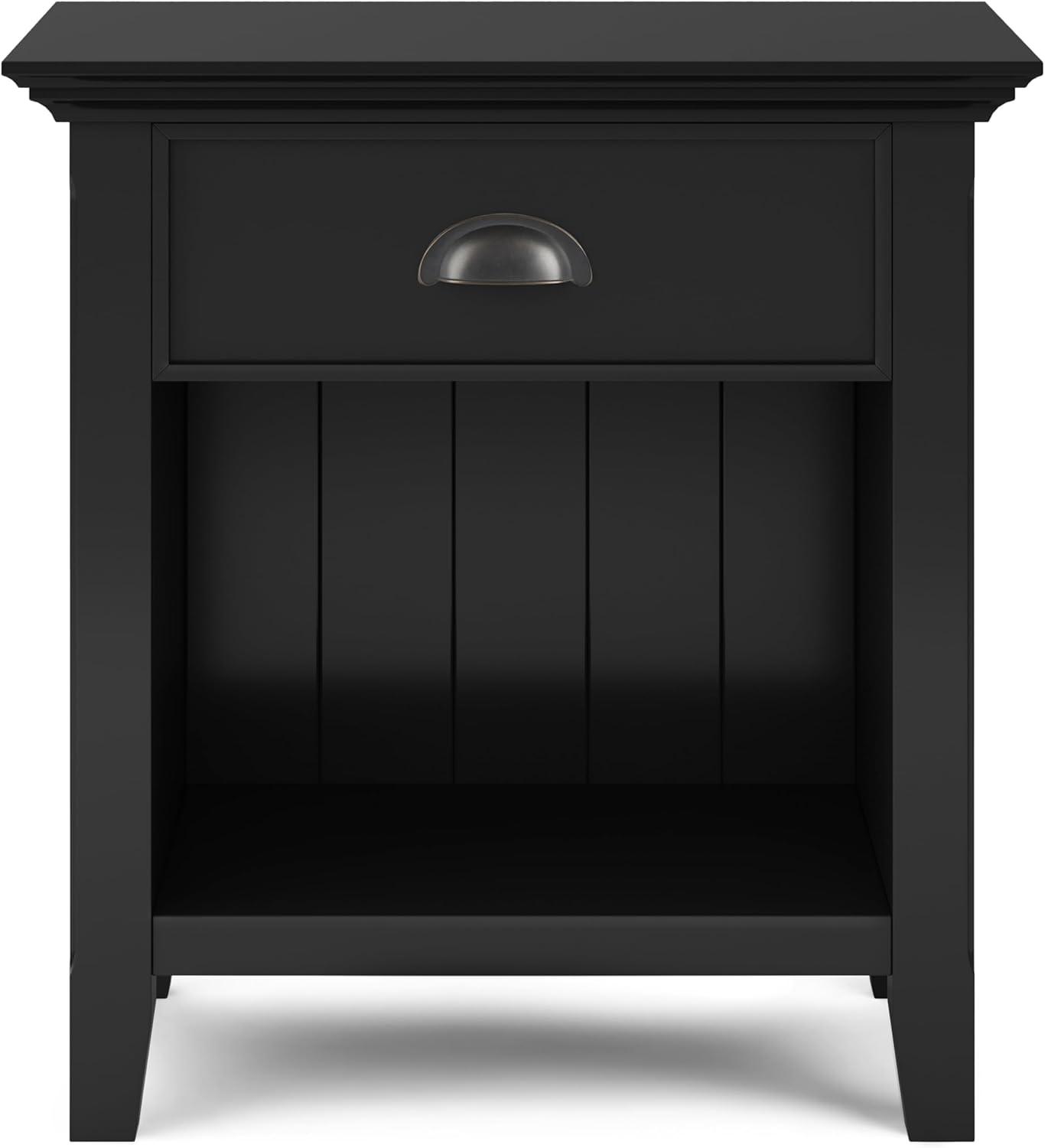 Simpli Home Acadian Solid Wood Bedside Table In Black