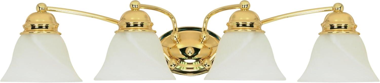 Polished Brass Four-Light Vanity with Alabaster Glass