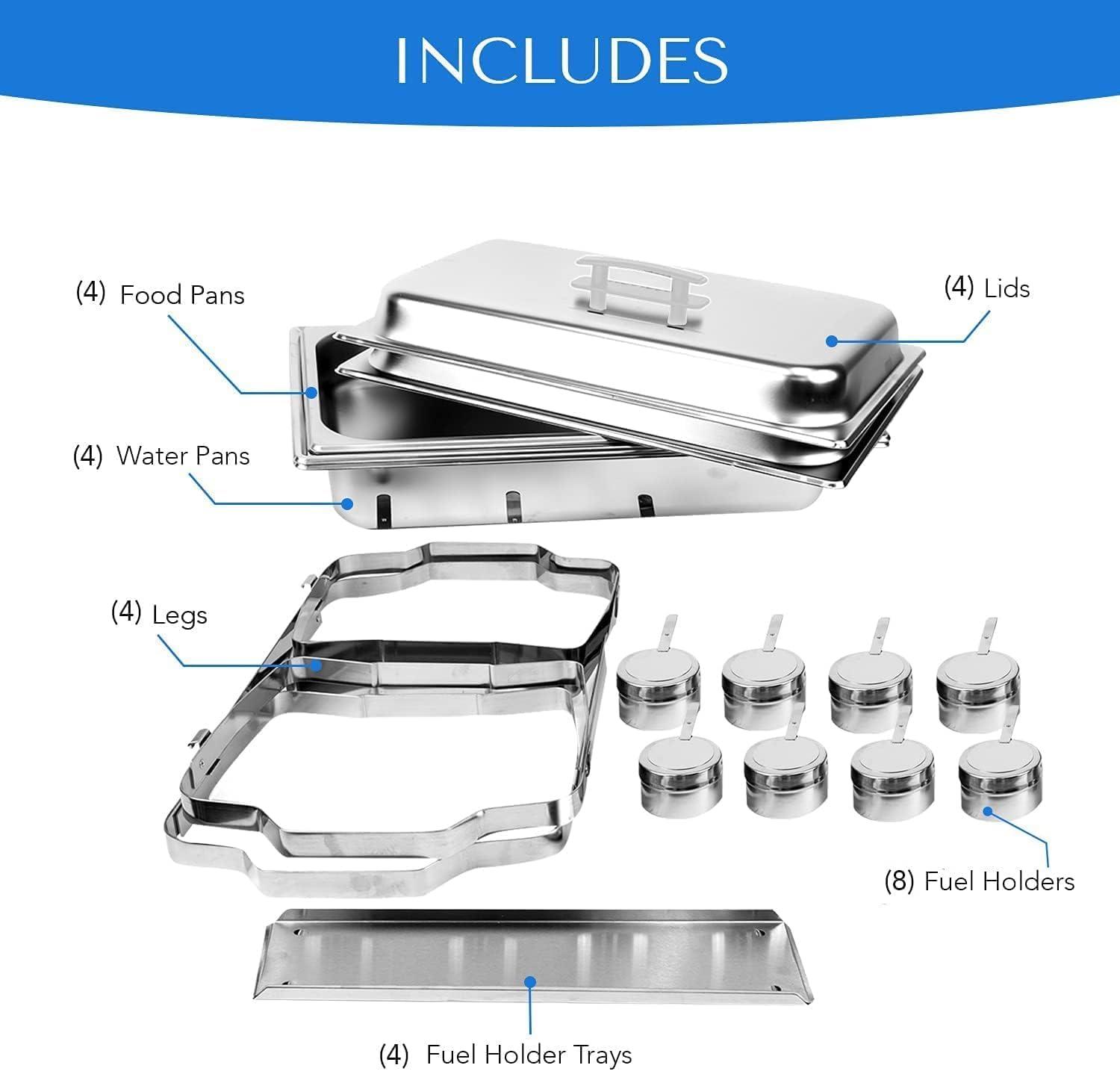 ALPHA LIVING 4 Pack 8QT Chafing Dish High Grade Stainless Steel Chafer Complete Set, 8 QT - Grey
