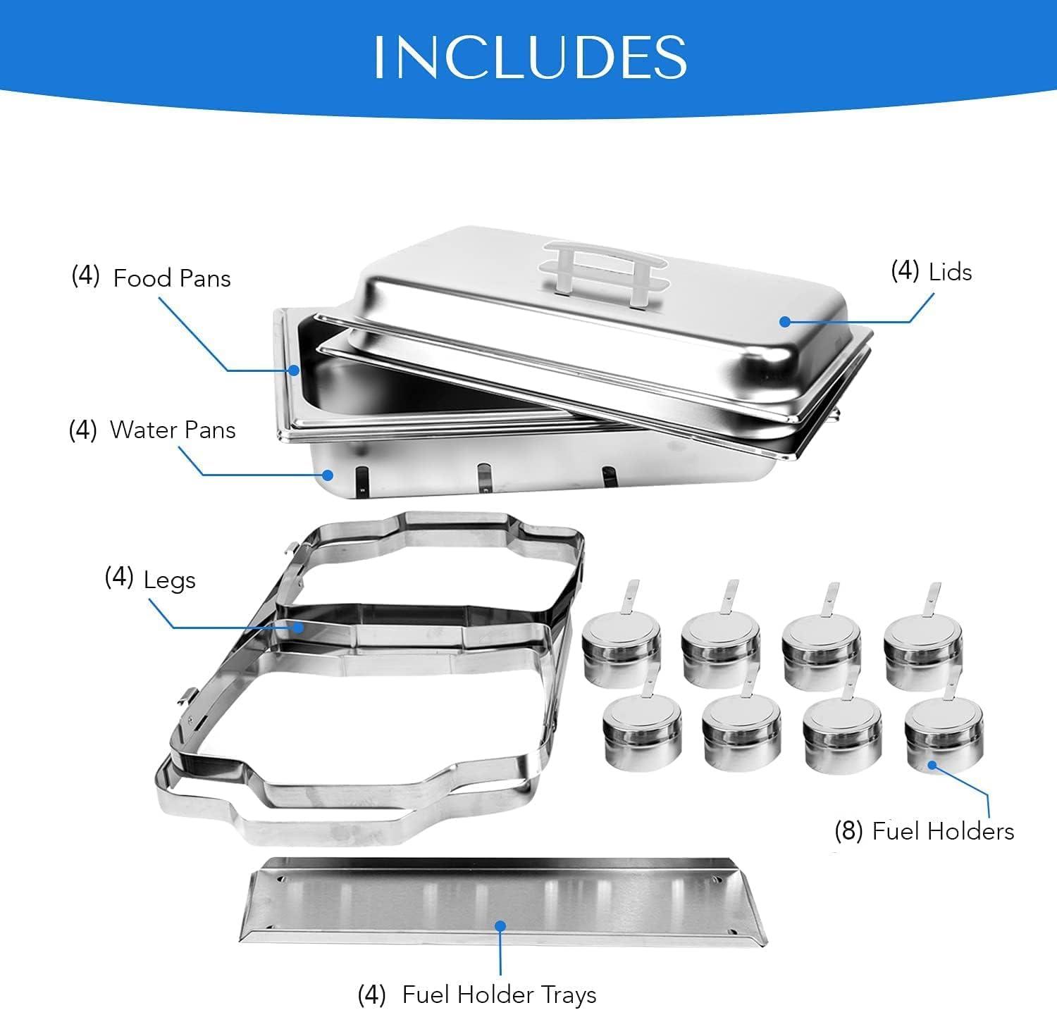ALPHA LIVING 4 Pack 8QT Chafing Dish High Grade Stainless Steel Chafer Complete Set, 8 QT - Grey