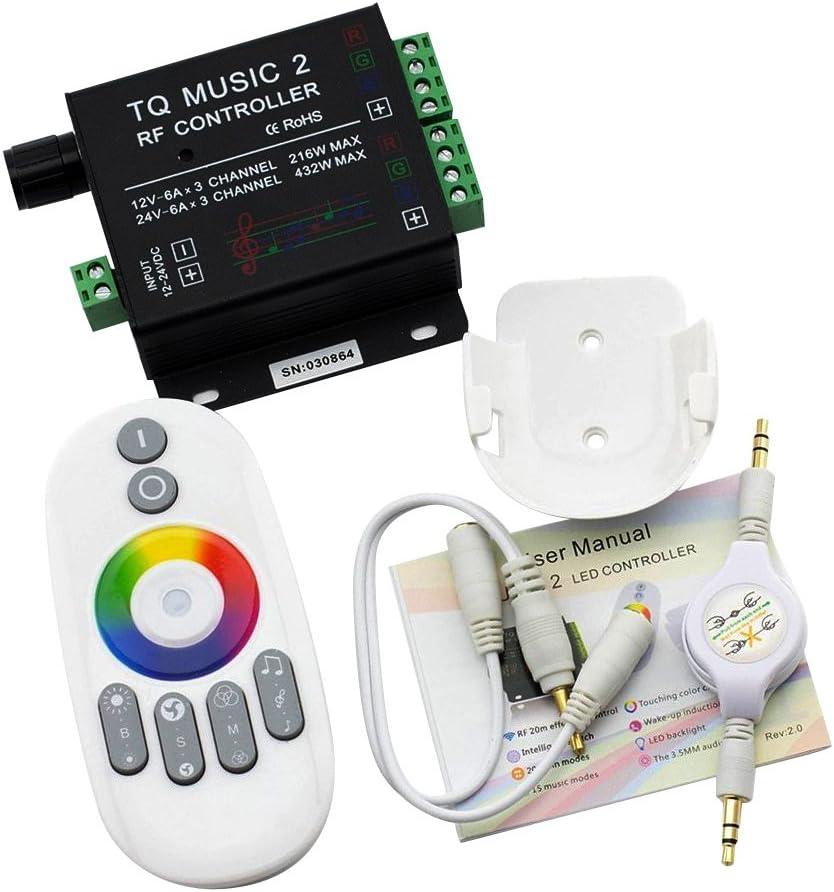 SUPERNIGHT LED RGB Music Touch Controller RF Sensitivety Backlight RF Remote Touching Color 3.5MM Audio 15 Music Modes LED Light Strip Controller