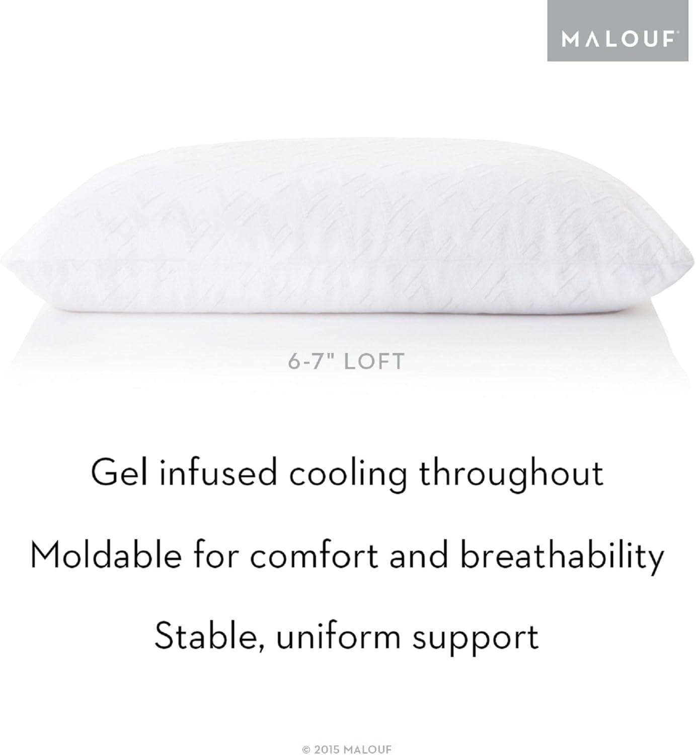 Queen White Gel-Infused Shredded Memory Foam Pillow