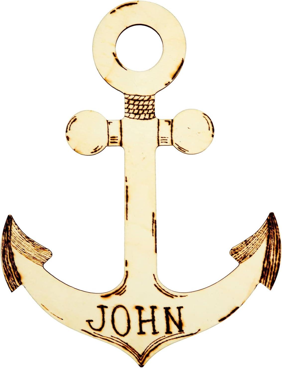 6 Pack Unfinished Wooden Anchors for Crafts, Nautical Wood Cutouts for DIY Projects, Nautical Decor (11.6 x 8.8 In)