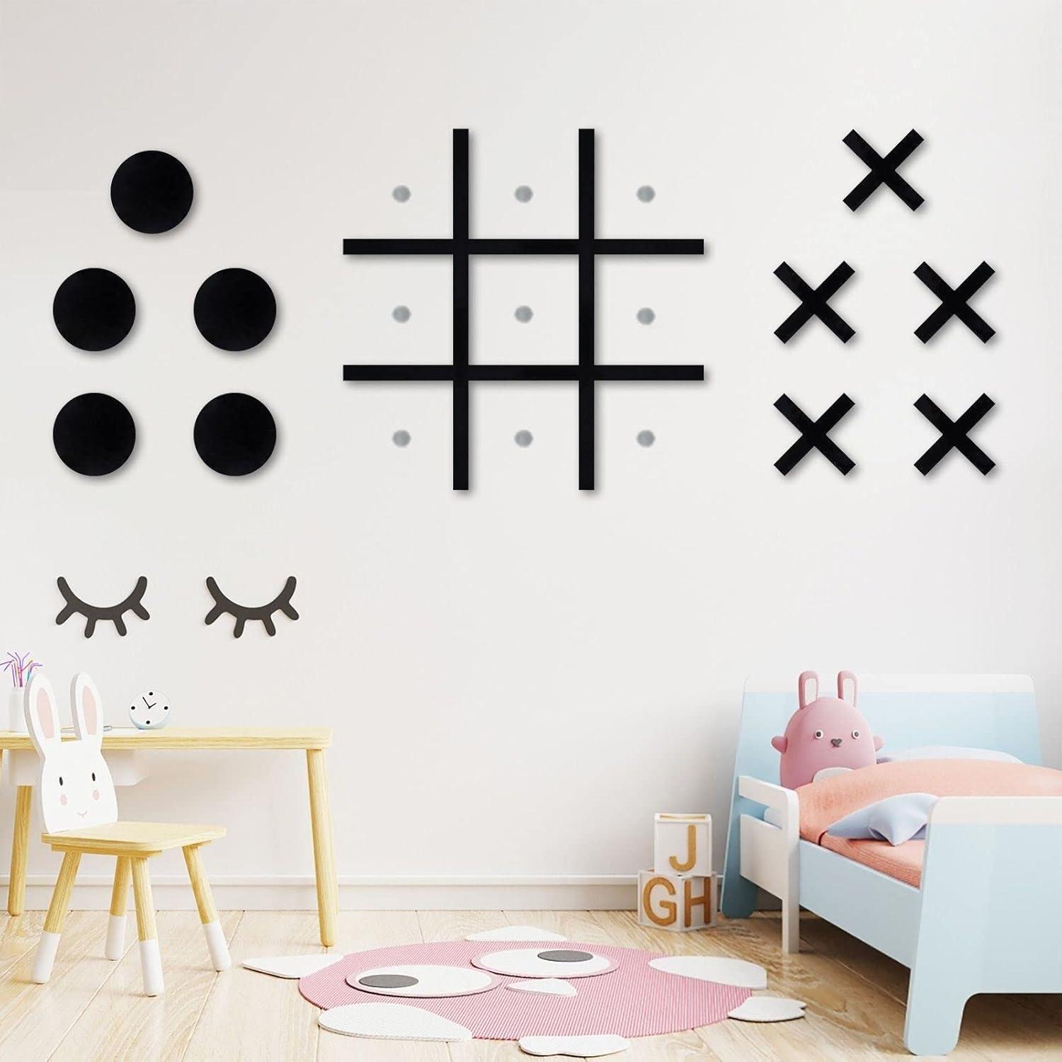 Wood Magnetic Tic Tac Toe Wall-Mount Game Fun Tic