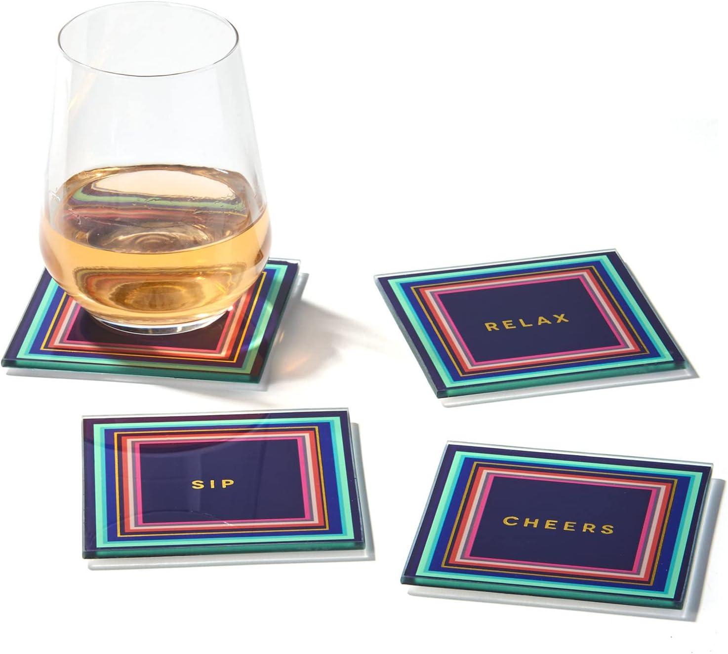 Glass Square 4 Piece Coaster Set