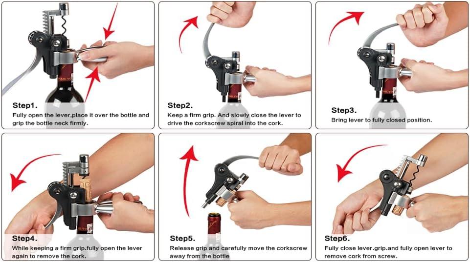 Wine Opener,Wine Bottle Opener, Wine Accessories Areator Wine Opener Kit, Red wine Corkscrew Set with Wood Case,Wine Gift with Luxury Packaging