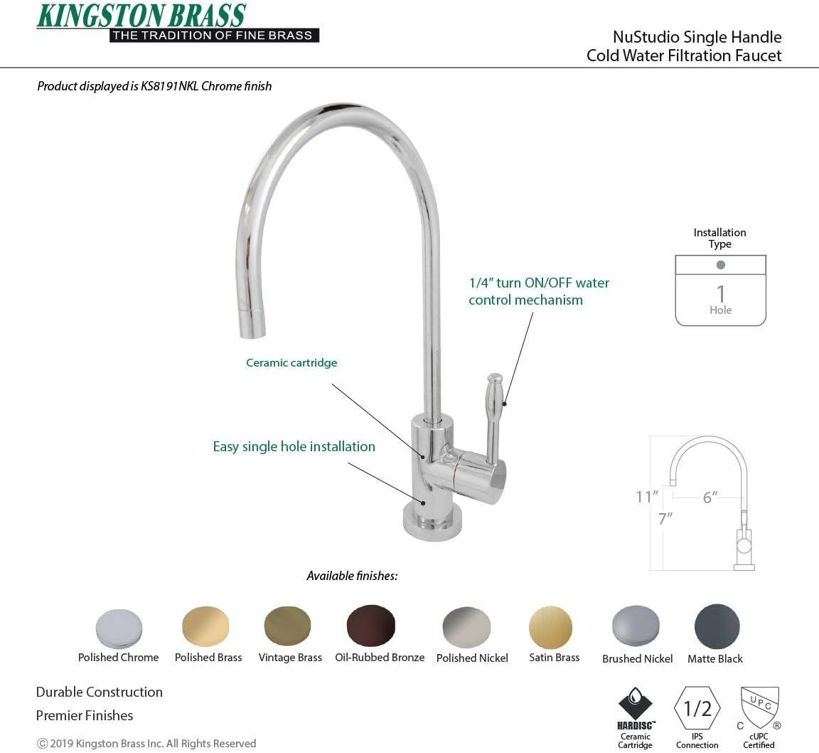 Kingston Brass Nustudio Single-Handle 1-Hole Deck Mount Water Filtration Faucet