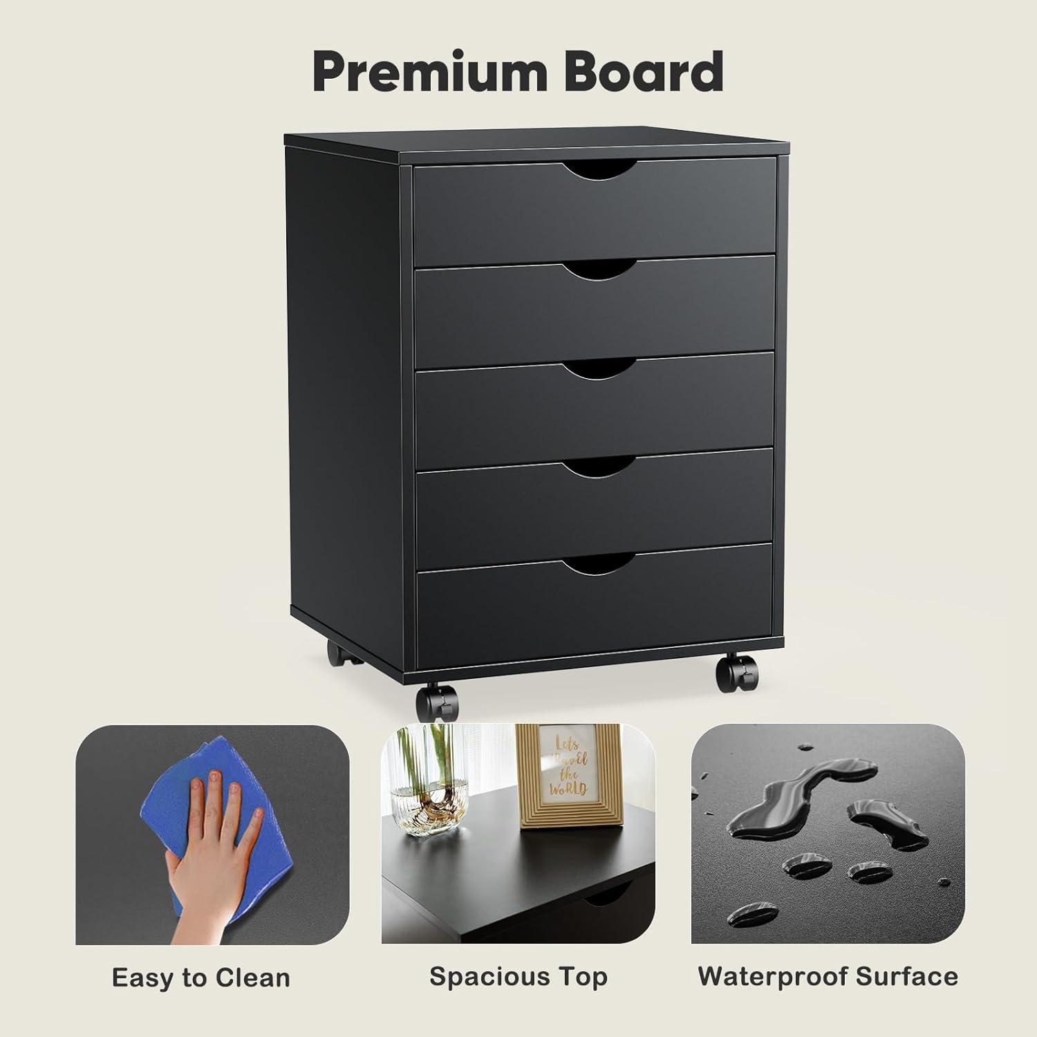 HeSLehs 7-Drawer Organizer, Tall Chest of Drawers with Caster Wheels, Alex Drawers File for Home Office, White