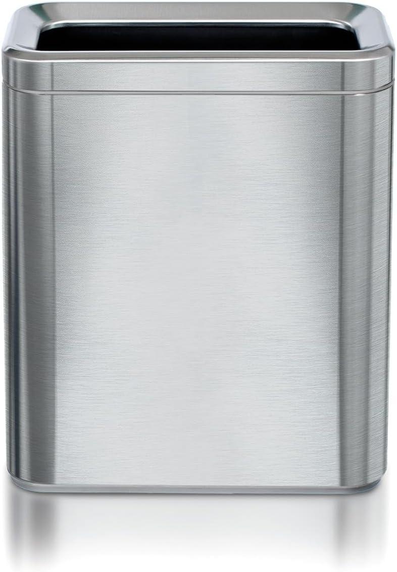 Slim Stainless Steel Rectangular Trash Can with Removable Bucket