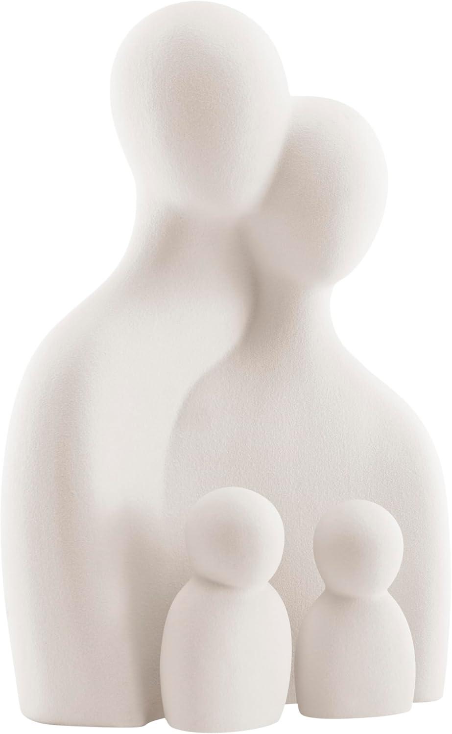 Hans Cream Abstract Nesting Three Piece Family Of 4 Decorative Accent Matte Ceramic Sculpture Figure Set