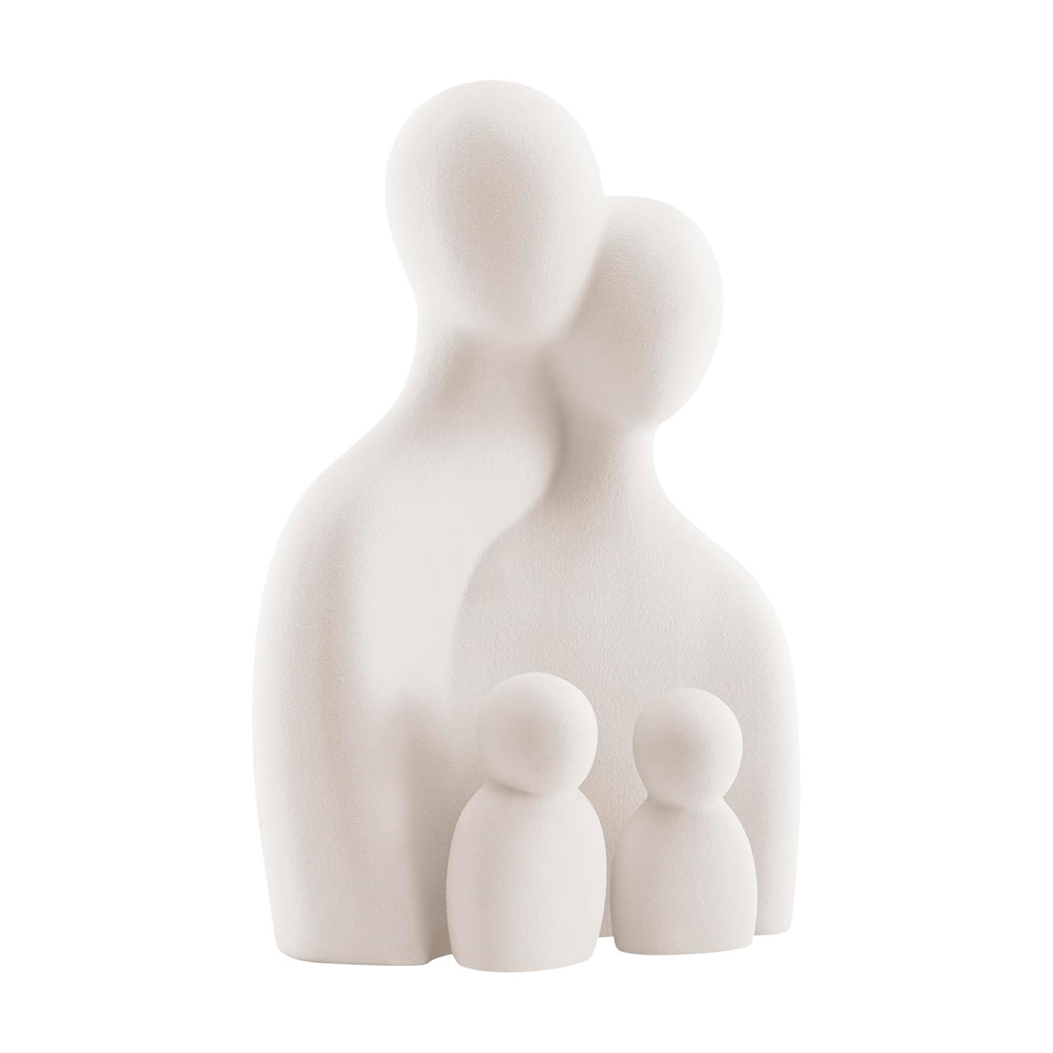 Wrought Studio™ Hans Cream Abstract Nesting Three Piece Family Of 4 Decorative Accent Matte Ceramic Sculpture Figure Set