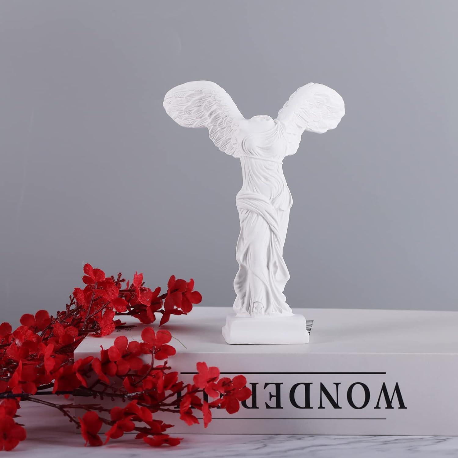 Winged Victory Goddess Statue Crafted in Resin for Home Decor White 10.2 Inches