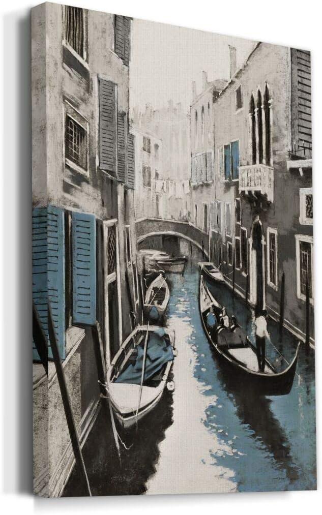 Renditions Gallery Canvas Architectural Artwork for Office Gandola Ride in Venice Water Streets Abstract Hanging Paintings for Bedroom Living Room Office Wall Decor - 8"X12" LT15