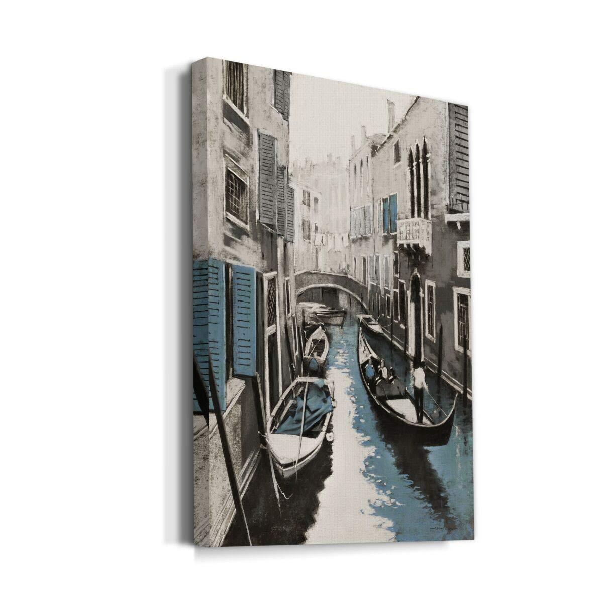 Renditions Gallery Canvas Architectural Artwork for Office Gandola Ride in Venice Water Streets Abstract Hanging Paintings for Bedroom Living Room Office Wall Decor - 8"X12" LT15