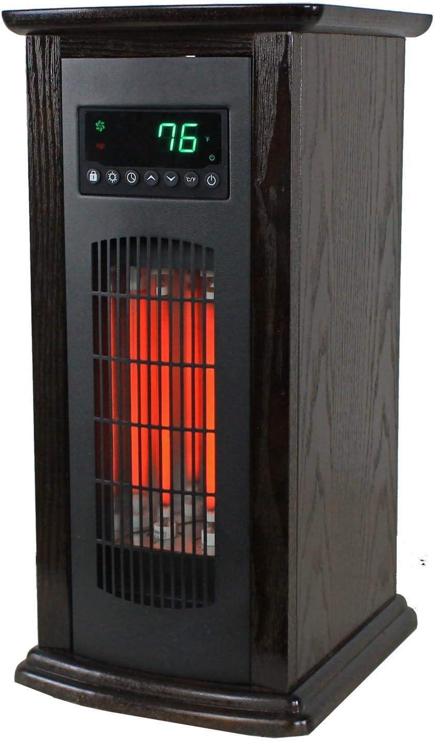 LifeSmart LifePro 1500W Infrared Quartz Indoor Home Tower Space Heater with Adjusting Temperatures and Remote Controls, Black