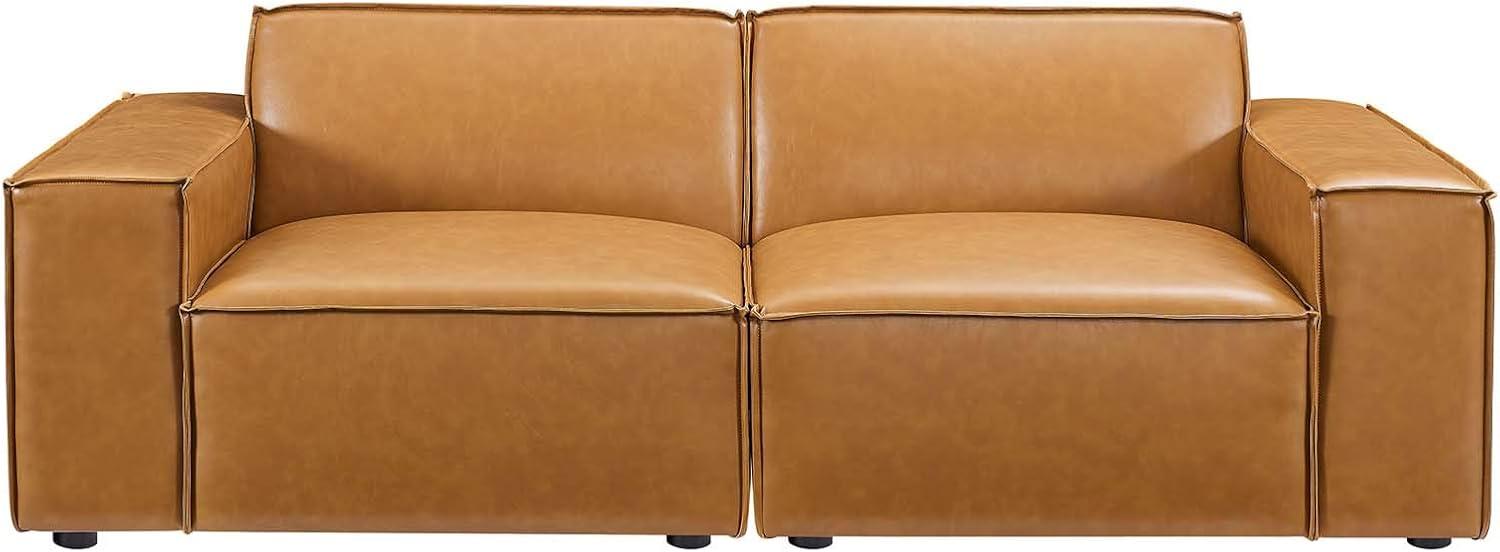 Modway Restore 2-Piece Faux Leather Upholstered Loveseat in Tan