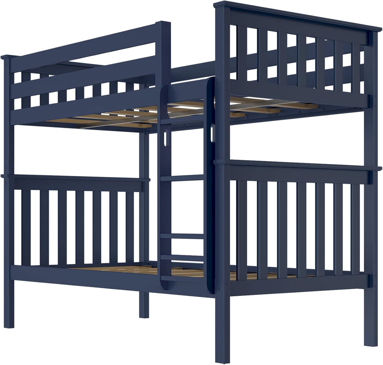 Plank+Beam Solid Wood Twin over Twin Bunk Bed with Ladder for Adults, No Box Spring Needed