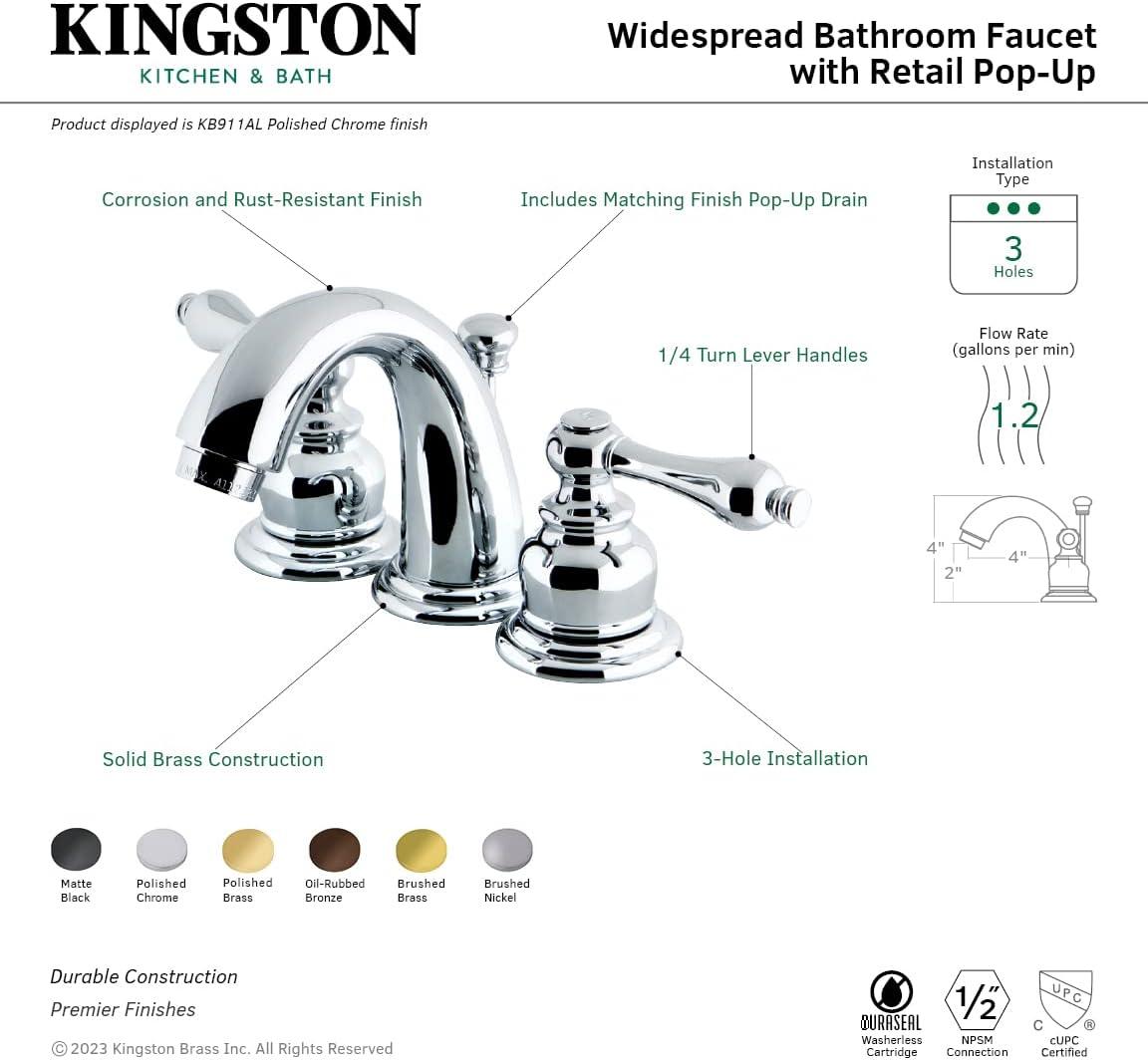 English Country Polished Brass Widespread Bathroom Faucet