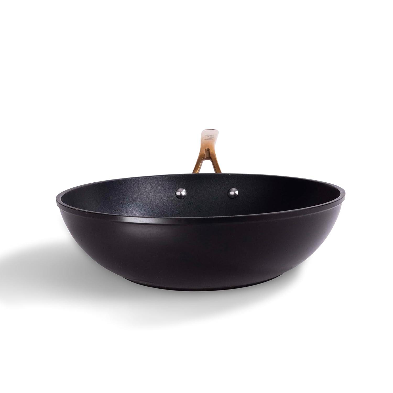 Frök Non-Stick Fry Pan Meets Wok With Lid, 11-Inch, Black & Silver