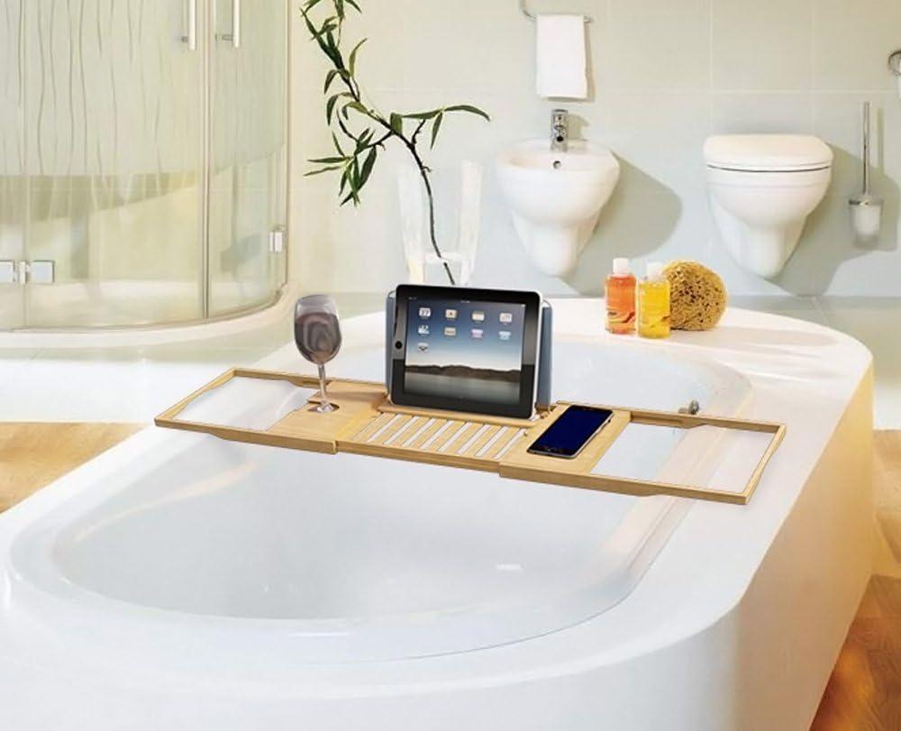 Bath Dreams Bamboo Bathtub Caddy Tray with Extending Sides