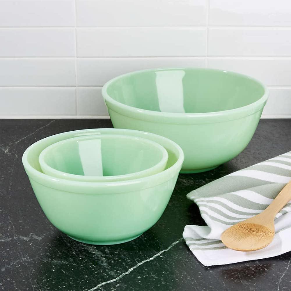 Mosser Glass Jadeite Mixing Bowl Set (Set of 3), Green Glass