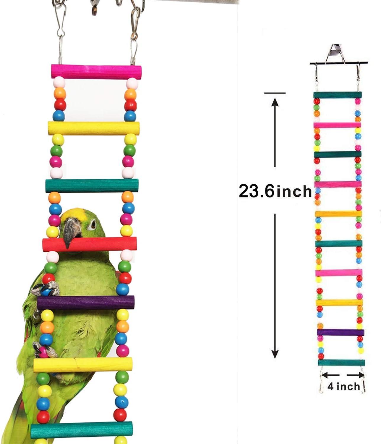 Colorful Wooden Ladder Swing for Small Birds and Pets