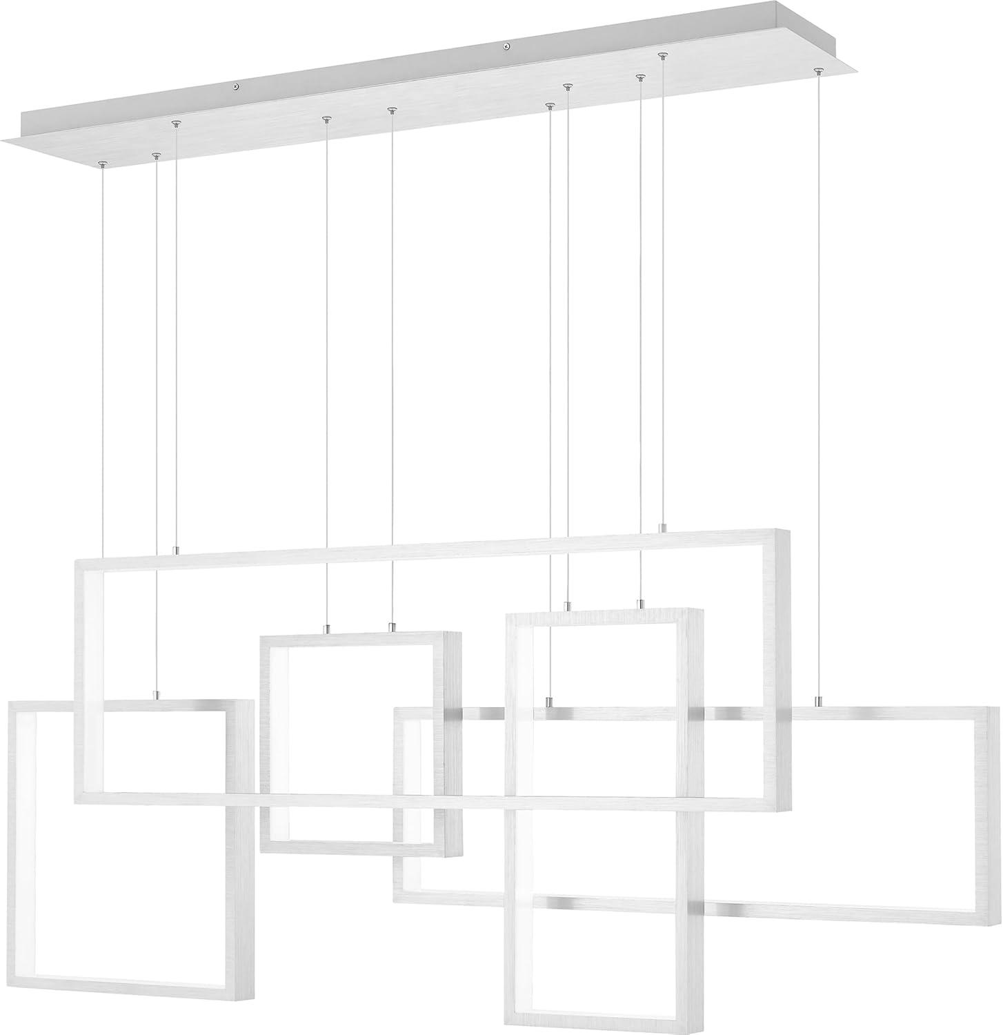 Brushed Aluminum LED Linear Chandelier with Geometric Frames