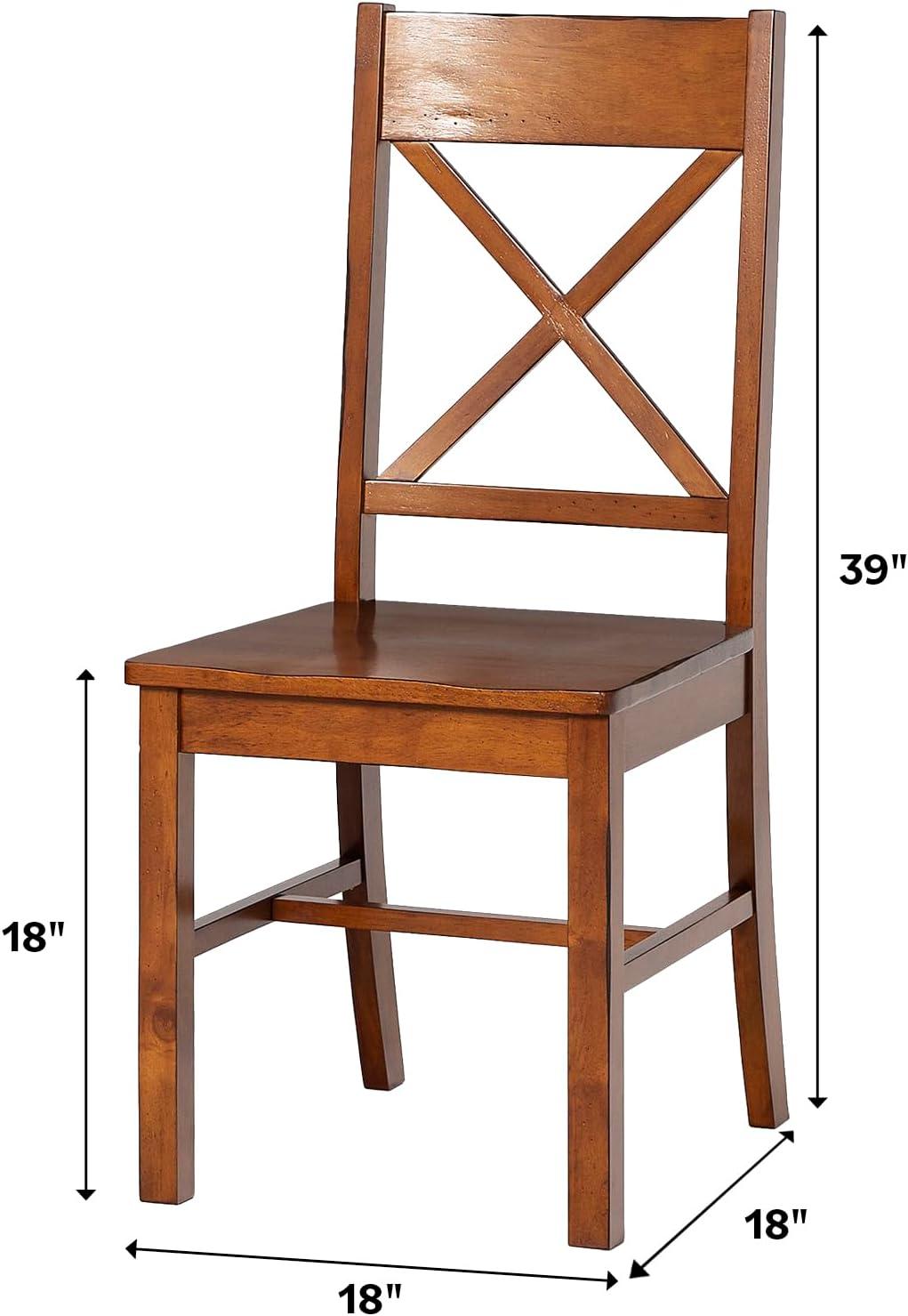 Walker Edison Traditional Wood Dining Chair, Set of 2, Antique Brown