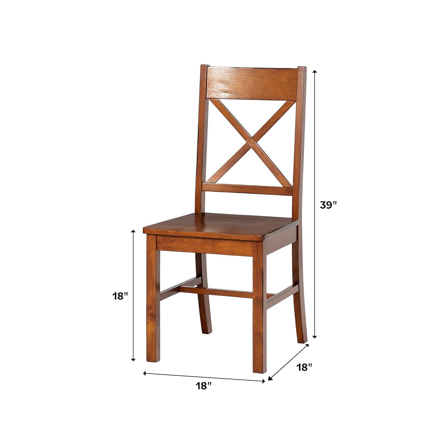Walker Edison Traditional Wood Dining Chair, Set of 2, Antique Brown