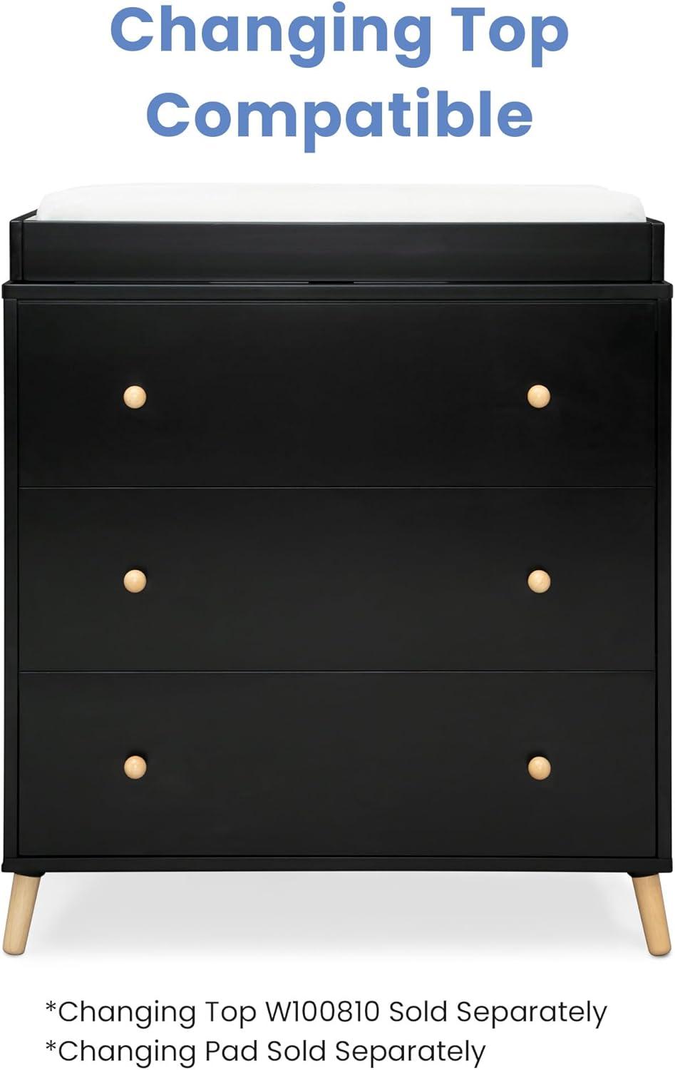 Delta Children Essex 3 Drawer Dresser with Interlocking Drawers - Greenguard Gold Certified, Ebony/Natural