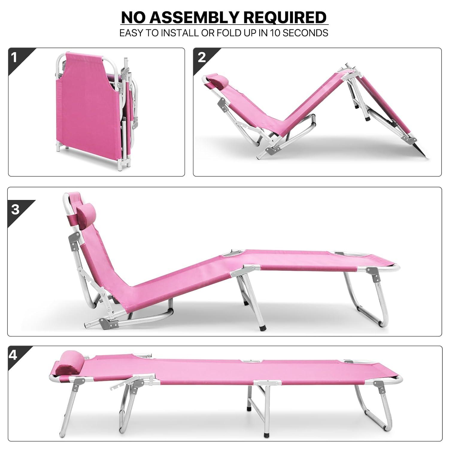 Folding Travel Cot Portable Camping Bed with Pillow & Carry Bag for Beach Indoor & Outdoor Travel
