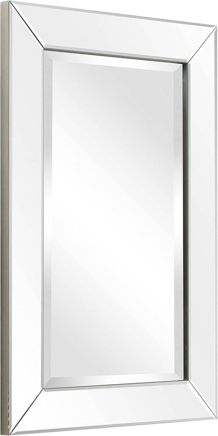 Empire Art Direct  20 x 30 in. Solid Wood Frame Covered Wall Mirror with Beveled Clear Mirror Panels - 1 in. Beveled Edge